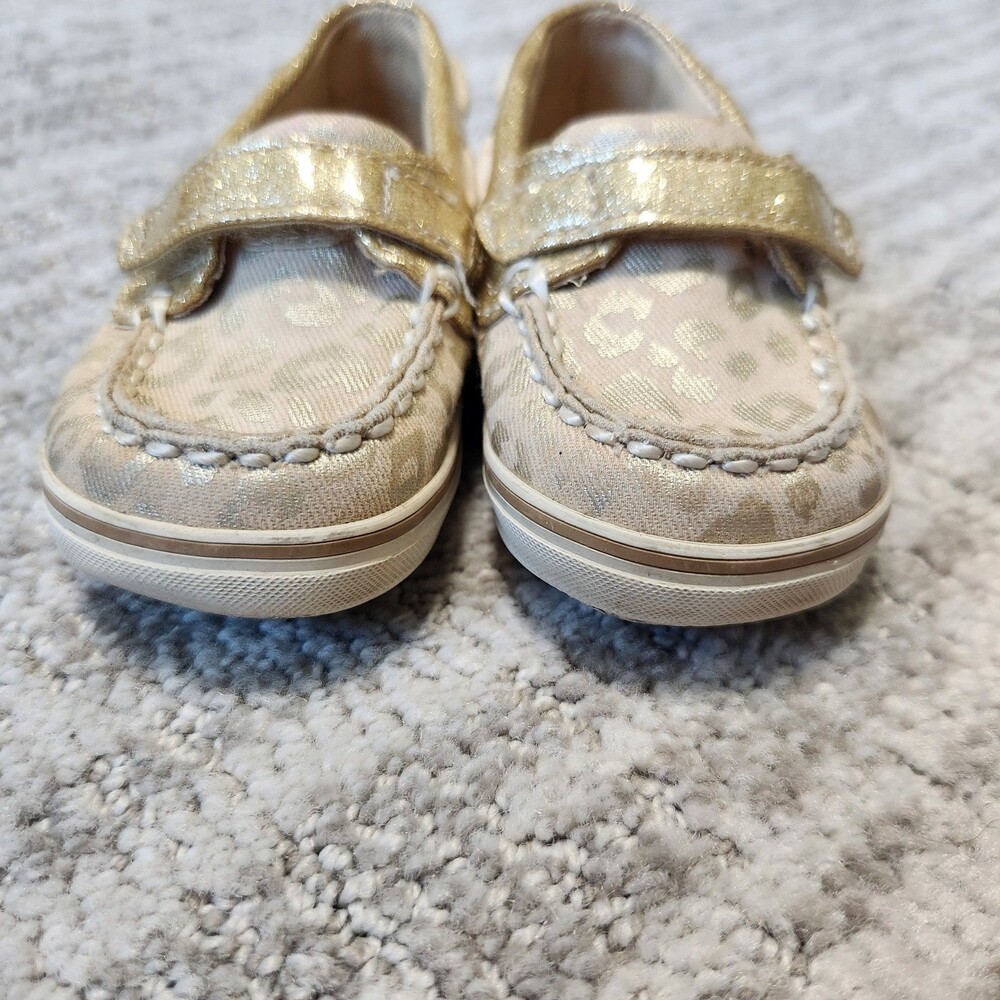 Sperry child animal print crib shoes gold size 4 - Picture 3 of 10